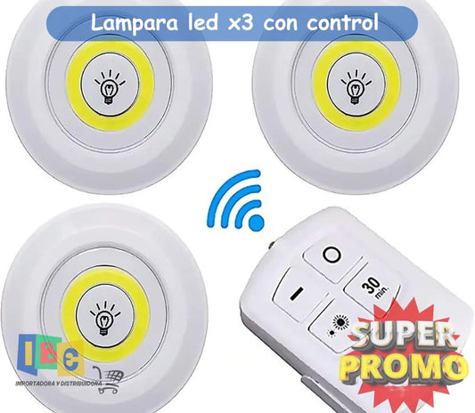 Lámparas Luz Led X3 Portátil Inalámbricas Adhesivas +control