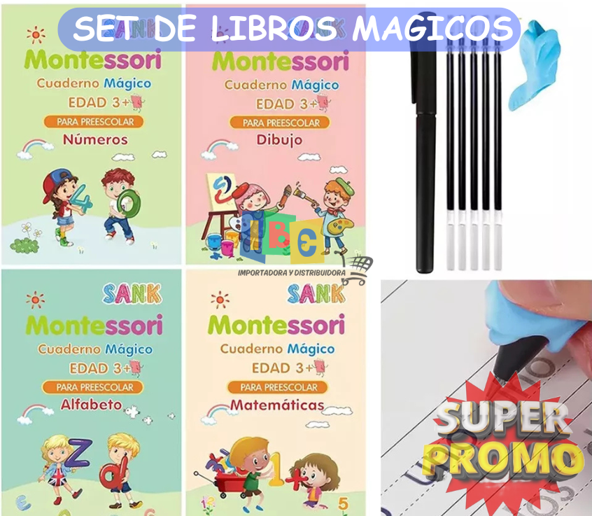 Set De 4 Libros Mágicos Reutilizables De Caligrafia