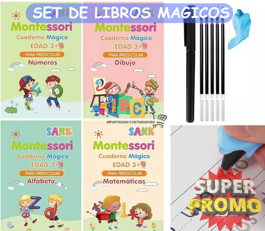 Set De 4 Libros Mágicos Reutilizables De Caligrafia